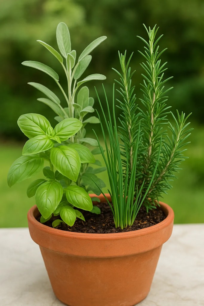 Essa combinação de ervas em vaso único cria uma mini farmácia caseira