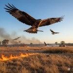 A descoberta dos falcões do fogo que usam chamas para caçar