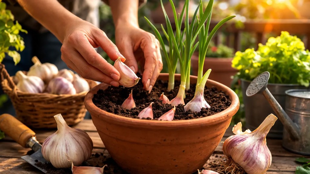 Como plantar alho em vasos 7 passos detalhados para colher bulbos grandes e saudáveis (1)-1280x720