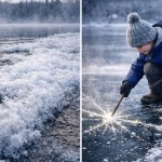 Gelo frazil o fenômeno que faz lagos “cantarem” no frio extremo