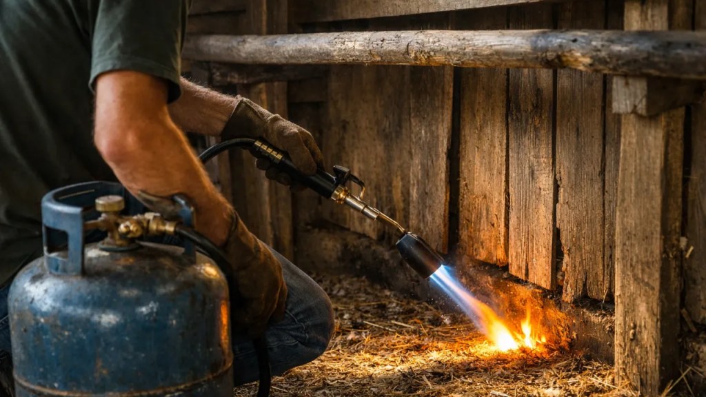 Piolho de galinha como usar o maçarico no combate e os cuidados que evitam acidentes