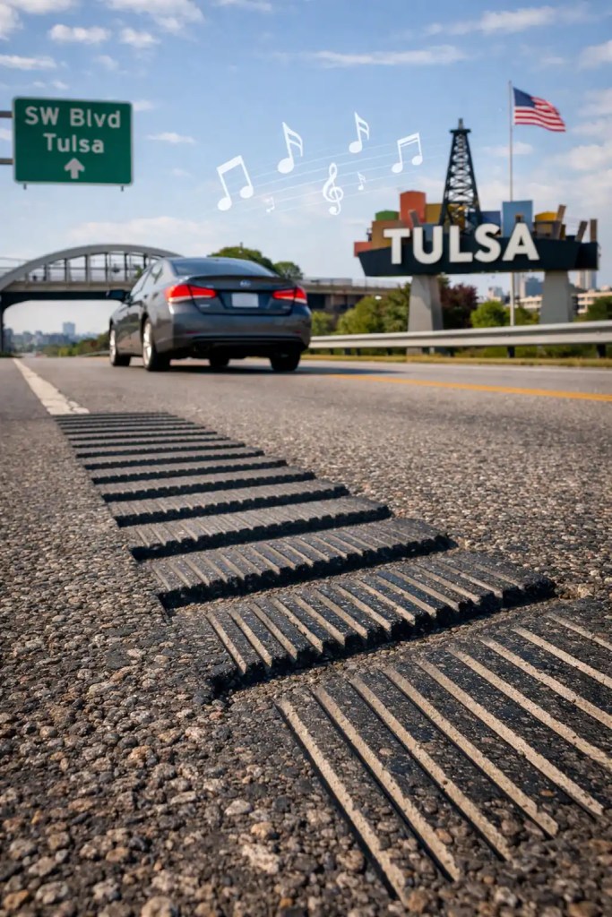 Estrada musical surpreende motoristas com canção no asfalto
