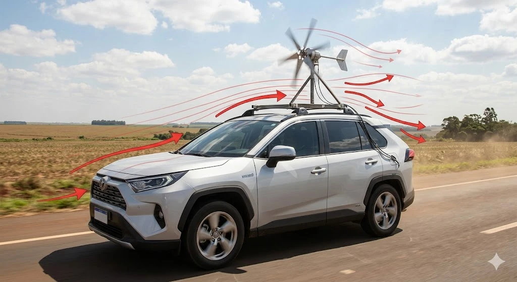 Invenção com turbina eólica em carros viraliza e gera alerta.