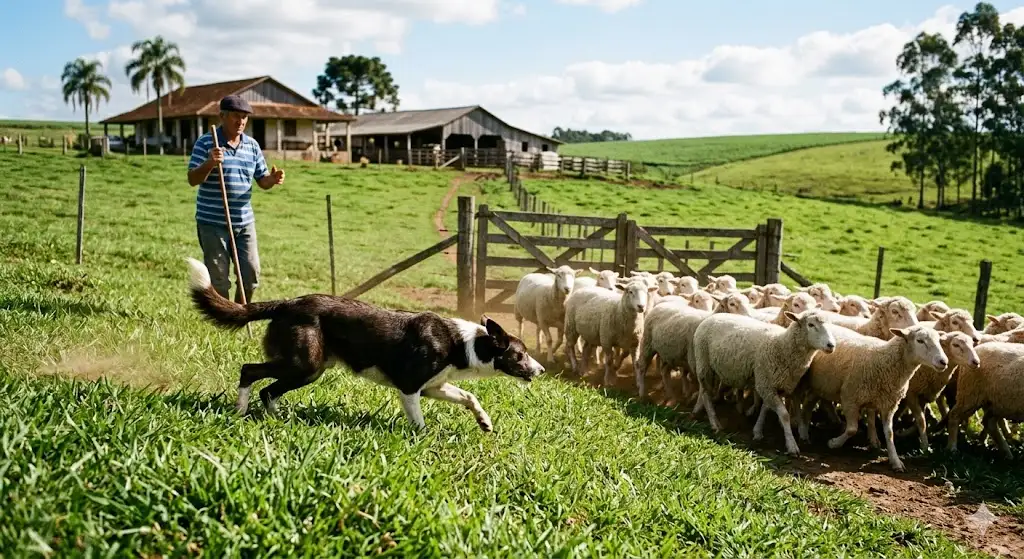 Cão pastor reduz custos e evita estresse no rebanho
