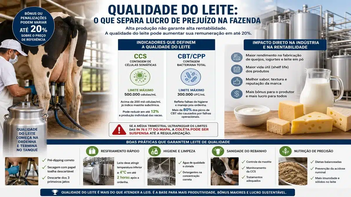 Qualidade do leite: 7 falhas que reduzem lucro na fazenda