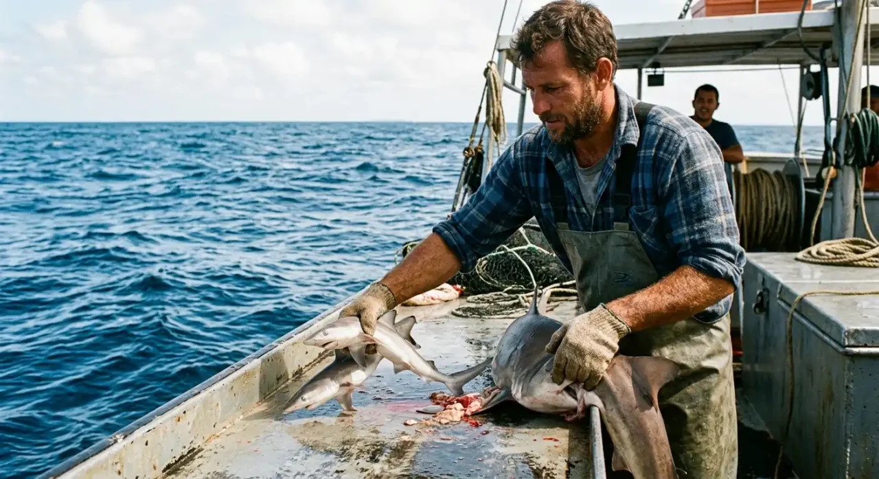 Pescador salva filhotes de tubarão em gesto impressionante