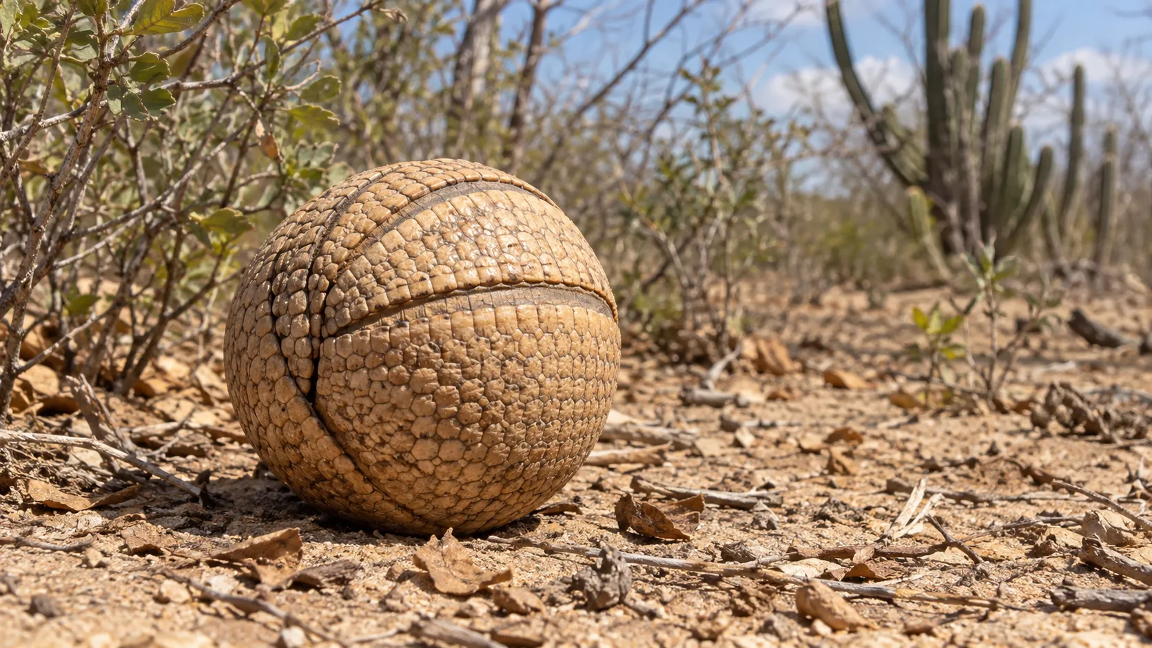 Você sabia que o tatu-bola brasileiro é uma das poucas espécies de tatu capazes de fechar completamente o corpo para se proteger?