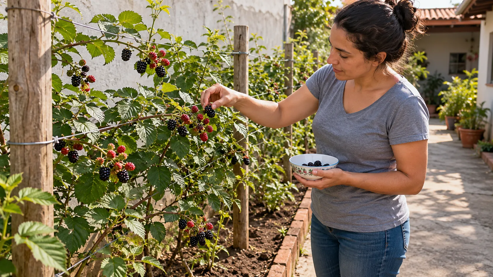 Como plantar amora em casa e escolher um local que permita cuidar dos ramos e alcançar os frutos quando chegar a colheita